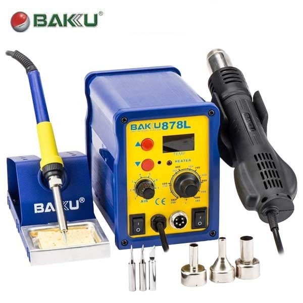 LED Digital Display SMD Brushless Hot Air Rework Station with Soldering Iron and Heat Gun for Cell P